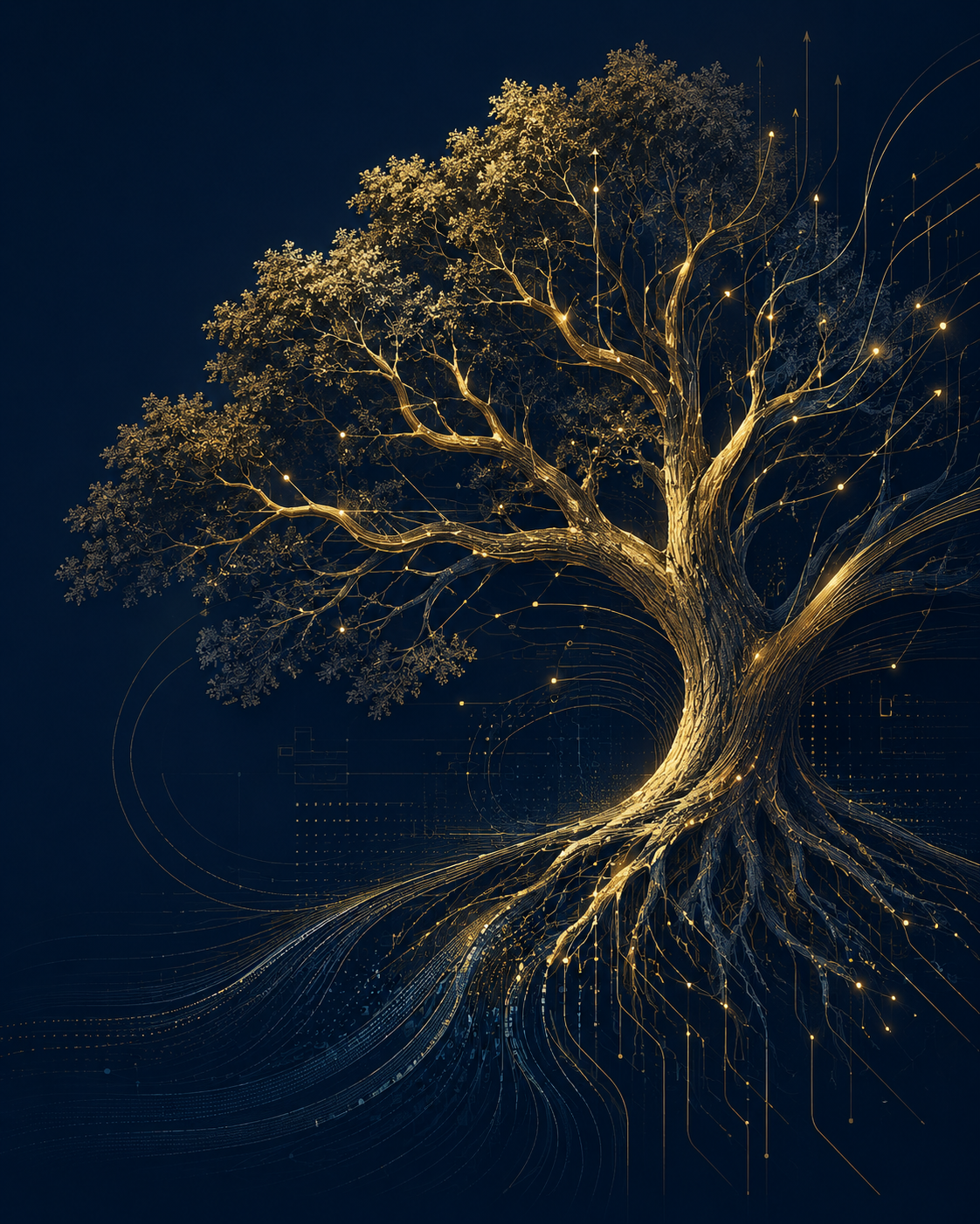 Abstract visualization representing practical artificial intelligence solutions
